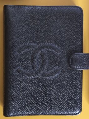 Chanel Vintage Black Caviar CC Personal/Small Agenda Planner Auth Card Authentic
